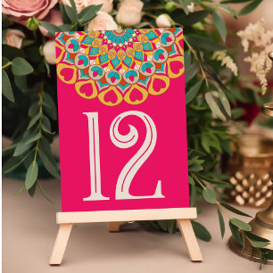 Numeração De Mesa Casamento Colorido de Mandala Bold & Bright