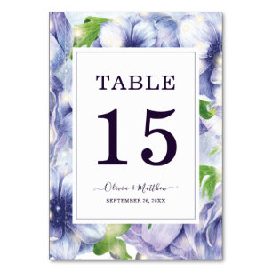 Numeração De Mesa Casamento com Anêmona Floral Roxo