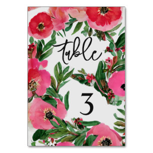 Numeração De Mesa Casamento com Anemone de Watercolor