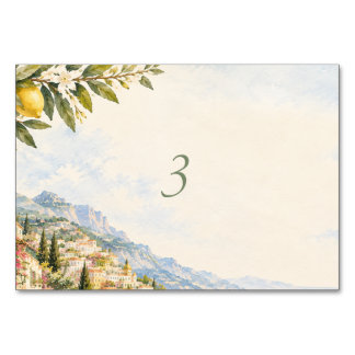 Numeração De Mesa Casamento com Aquarela da Costa Amalfitana em Posi