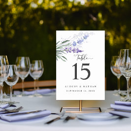 Numeração De Mesa Casamento com Aquarela Floral de Lavanda Elegante