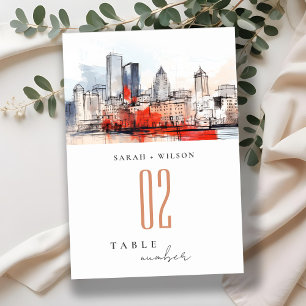 Numeração De Mesa Casamento com Aquarelas da Cidade de Boston Massac