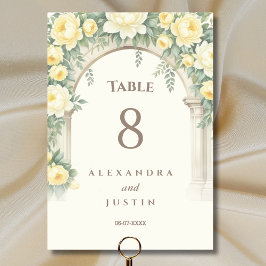 Numeração De Mesa Casamento com Arca Floral do Cream Yellow Mediterr