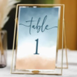 Numeração De Mesa Casamento com areia de praia do Oceano Azul Elegan<br><div class="desc">Este é um Elegante número da mesa de casamento da praia do Oceano Azul Elegante!</div>