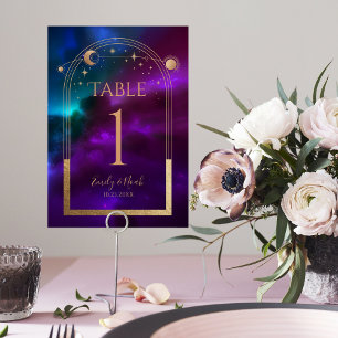 Numeração De Mesa Casamento com Astronomia da Lua Solar Dourada e Ro