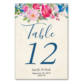 Numeração De Mesa Casamento com Bordadura de Rosa Rosa e Peônia