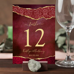 Numeração De Mesa Casamento com Borgonha e Agata Dourada