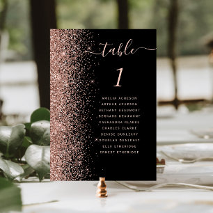 Numeração De Mesa Casamento com brilho Dourado Rosa negro