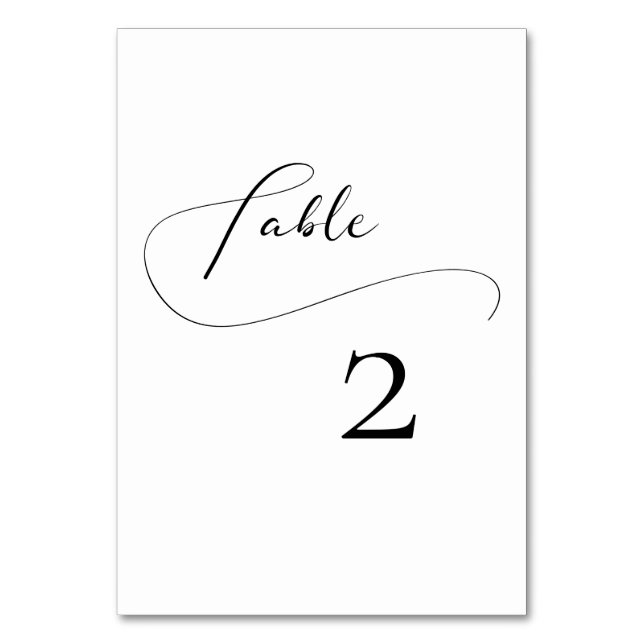 Numeração De Mesa Casamento com caligrafia romântica elegante (Frente)