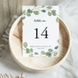 Numeração De Mesa Casamento com Calliografia Foliage Eucalyptus Gree<br><div class="desc">Esta caligrafia verde de eucalipto é perfeita para um casamento rústico. A design apresenta galhos e folhas de eucalipto verde botânico desenhados à mão. Este é um número de tabela de dois lados. Adicione cada número de tabela de que você precisa ao seu carrinho individualmente.</div>