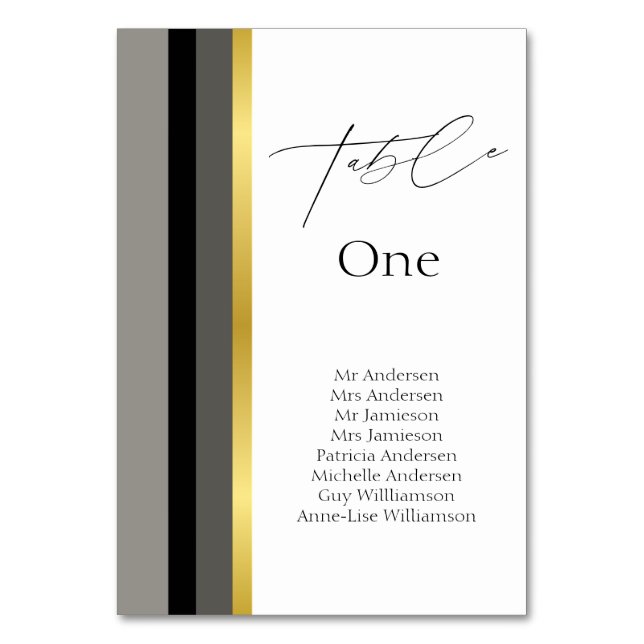 Numeração De Mesa Casamento com Cinzas Negras Douradas e Elegantes (Frente)