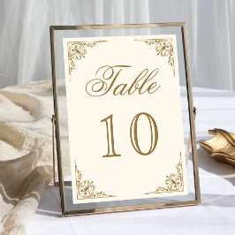 Numeração De Mesa Casamento com Creme e Ornamentado Dourado