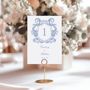 Numeração De Mesa Casamento com Crista Azul Poeirento Elegante