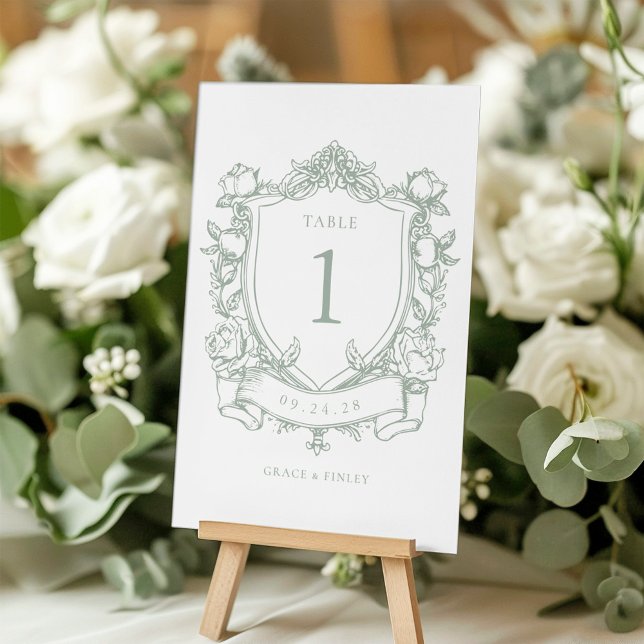 Numeração De Mesa Casamento com Crista de Rosas Francesas em Verde S (Criador carregado)