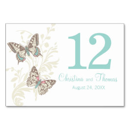 Numeração De Mesa Casamento com duas borboletas gráficas nome data t
