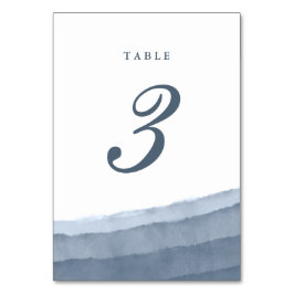 Numeração De Mesa Casamento com efeito Ombre em Azul Xisto em Aquare