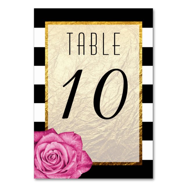 Numeração De Mesa Casamento com estilhaços de folhas de ouro rosa ro (Frente)