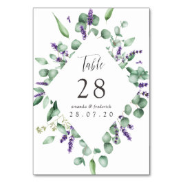 Numeração De Mesa Casamento com Eucalipto em Aquarela e Verde Folhag