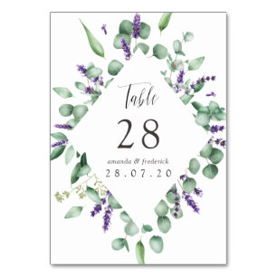 Numeração De Mesa Casamento com Eucalipto em Aquarela e Verde Folhag