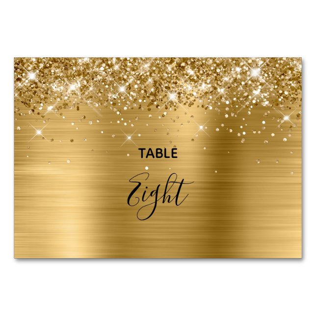 Numeração De Mesa Casamento com Faux Brilho em Folha de Ouro (Frente)
