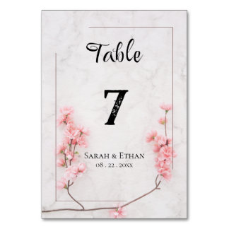 Numeração De Mesa Casamento com flores cor-de-rosa com flores de cer