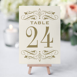 Numeração De Mesa Casamento com Florescimento de Ouro Antigo Marfim 