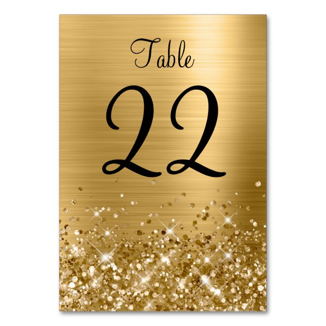 Numeração De Mesa Casamento com Folha de Ouro Brilhante (Frente)