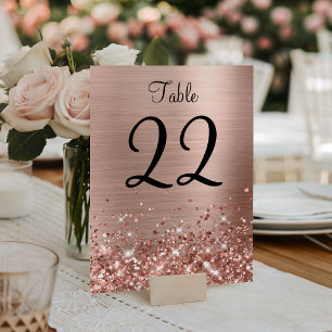 Numeração De Mesa Casamento com Folha de Ouro Rosa Brilhante
