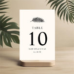 Numeração De Mesa Casamento com Folha Mínima de Palma da Bahia<br><div class="desc">Estes cartões simples e na moda de tabela de casamento apresentam uma folha de palma desenhada manualmente em preto sobre um fundo branco (a cor pode ser personalizada,  se desejado). Fácil de personalizar para o seu casamento ou outros tropicais ou praia inspiraram uma ocasião especial.</div>