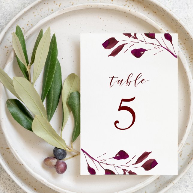 Numeração De Mesa Casamento com Folhagem Vermelha Borgonha (Criador carregado)