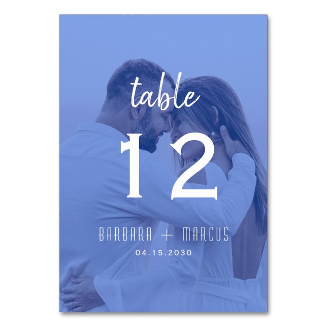 Numeração De Mesa Casamento com Foto Azul (Frente)