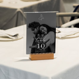 Numeração De Mesa Casamento com Foto de Letra Manuscrita Moderna e E