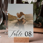 Numeração De Mesa Casamento com fotos elegantes da caligrafia da cam<br><div class="desc">Moderna e elegante camada de mesa romântica simples e branca,  com uma foto de cobertura branca.</div>