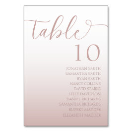 Numeração De Mesa Casamento com Gradiente de Rosa Dourado Elegante