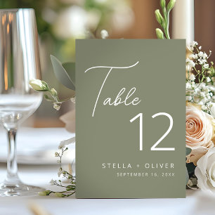 Numeração De Mesa Casamento com Grafia Moderna e Elegante em Verde S