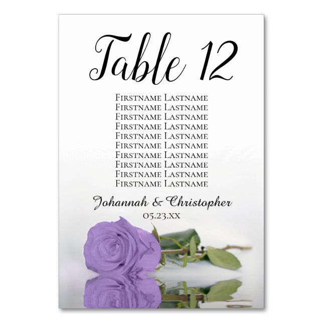 Numeração De Mesa Casamento com Gráfico de Assentos de Rosa Roxo da  (Frente)