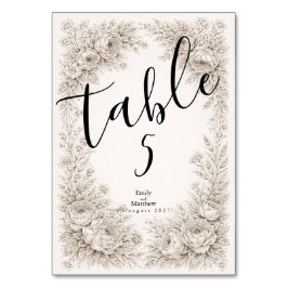 Numeração De Mesa Casamento com Gravura Botânica Régence