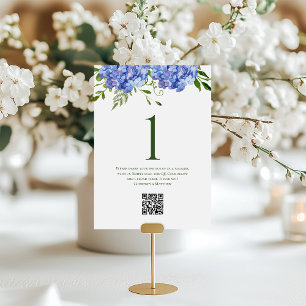 Numeração De Mesa Casamento com Hortênsias Azuis