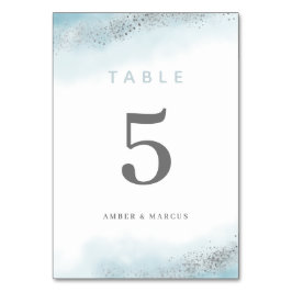 Numeração De Mesa Casamento com Lente de Prata Azul Bebê