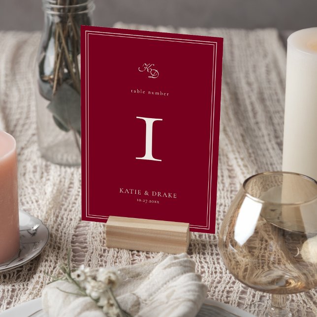 Numeração De Mesa Casamento com Letra Burgundy Profunda (Criador carregado)