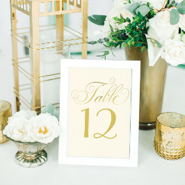 Numeração De Mesa Casamento com Letra Dourada e Marfim Elegante