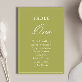 Numeração De Mesa Casamento com Letra Elegante em Verde Oliva