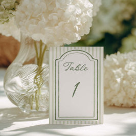 Numeração De Mesa Casamento com Listras em Verde Sálvia