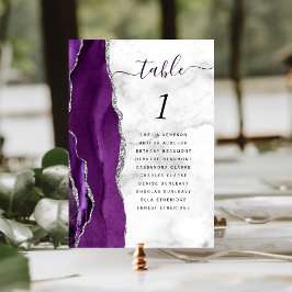 Numeração De Mesa Casamento com Marble de Agata de Prata Roxo Modern
