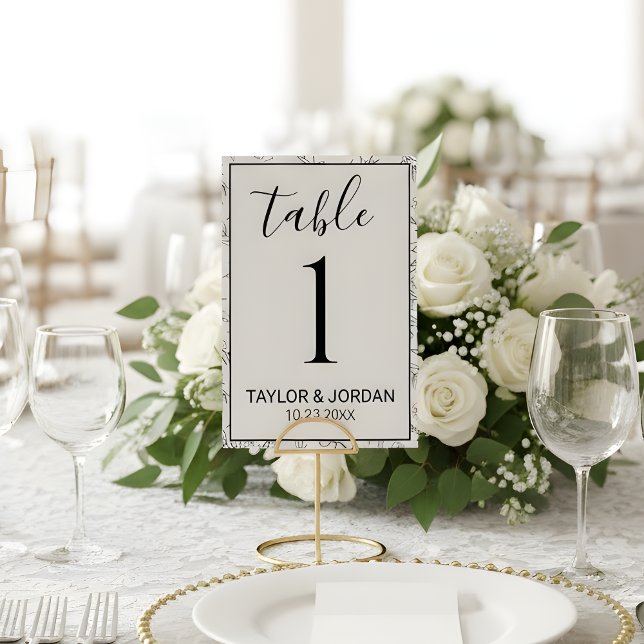 Numeração De Mesa Casamento com Moldura Botânica Minimalista  (Criador carregado)
