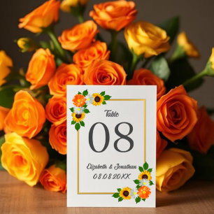 Numeração De Mesa Casamento com Moldura Dourada Floral