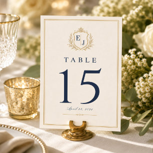 Numeração De Mesa Casamento com Monograma Antigo Elegante e Dinheiro