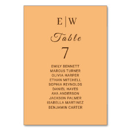 Numeração De Mesa Casamento com Monograma de Pêssego Simples Elegant