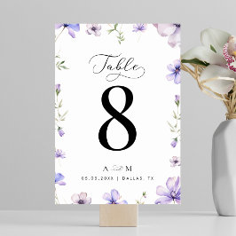 Numeração De Mesa Casamento com Monograma de Script Floral Violet la