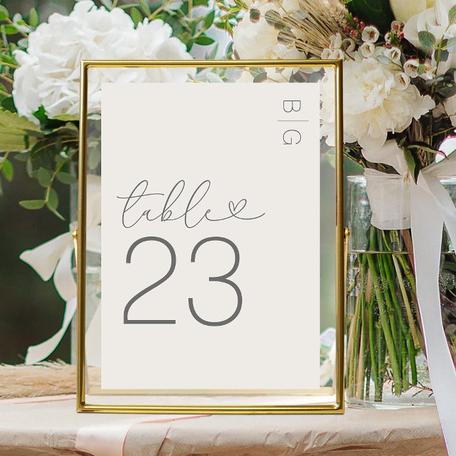 Numeração De Mesa Casamento com Monograma Moderno em Marfim (Criador carregado)